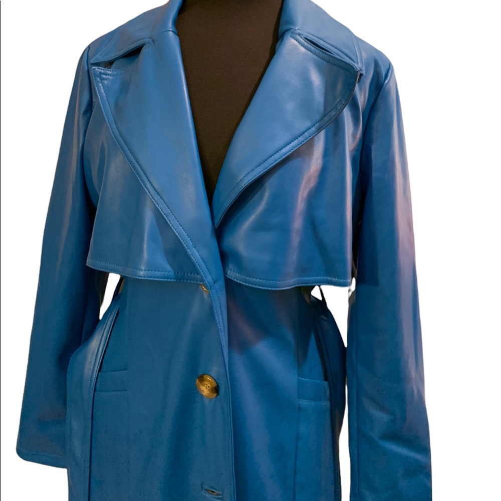 INC International Concepts Blue Trench Coat - Picture 4 of 13